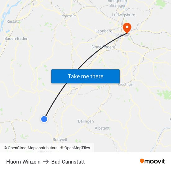Fluorn-Winzeln to Bad Cannstatt map