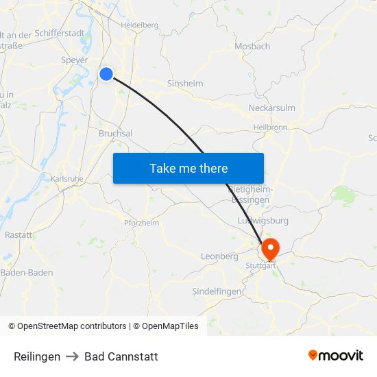 Reilingen to Bad Cannstatt map