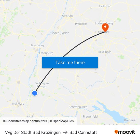 Vvg Der Stadt Bad Krozingen to Bad Cannstatt map