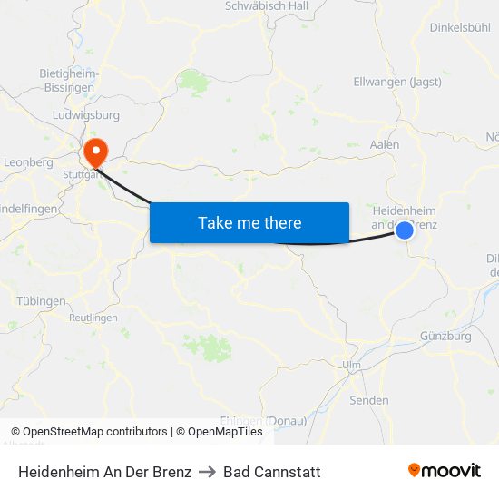 Heidenheim An Der Brenz to Bad Cannstatt map