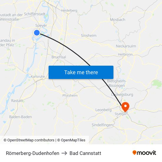 Römerberg-Dudenhofen to Bad Cannstatt map