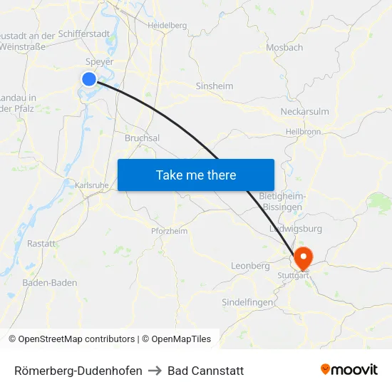 Römerberg-Dudenhofen to Bad Cannstatt map