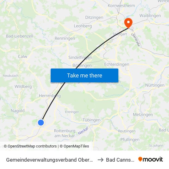 Gemeindeverwaltungsverband Oberes Gäu to Bad Cannstatt map