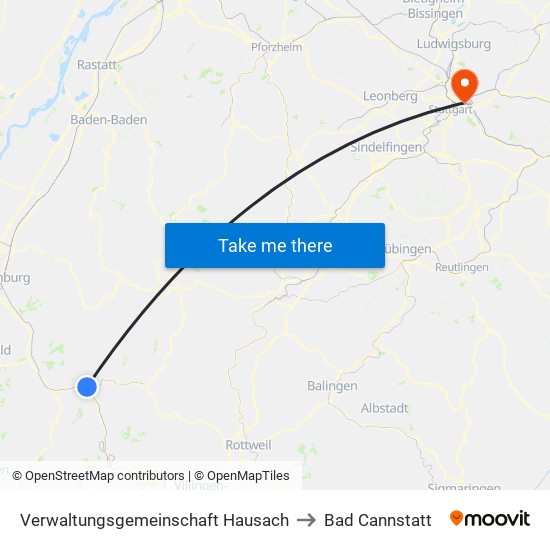 Verwaltungsgemeinschaft Hausach to Bad Cannstatt map