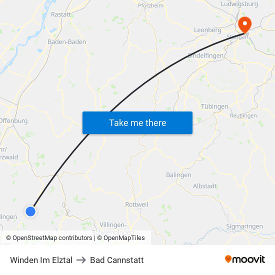 Winden Im Elztal to Bad Cannstatt map