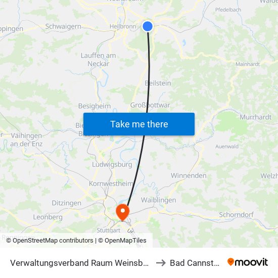 Verwaltungsverband Raum Weinsberg to Bad Cannstatt map
