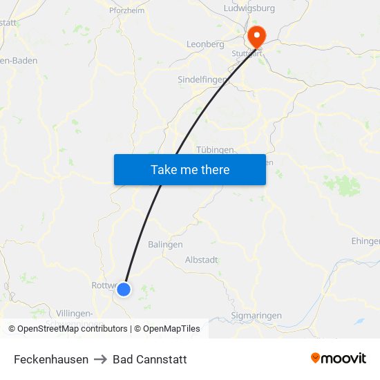 Feckenhausen to Bad Cannstatt map