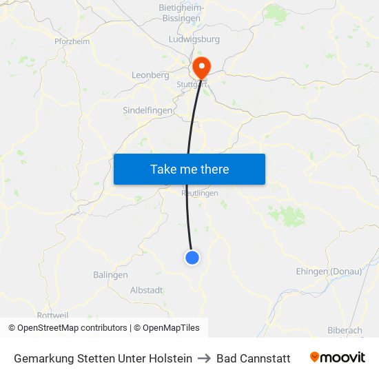 Gemarkung Stetten Unter Holstein to Bad Cannstatt map