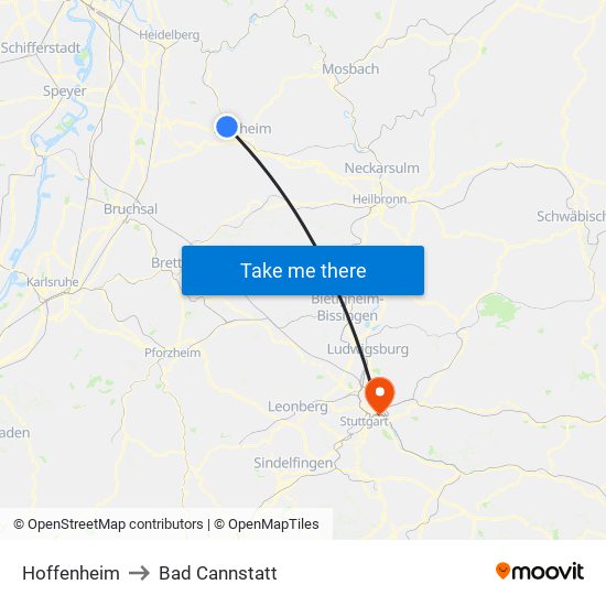 Hoffenheim to Bad Cannstatt map