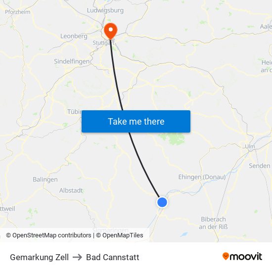 Gemarkung Zell to Bad Cannstatt map