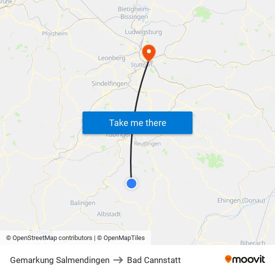Gemarkung Salmendingen to Bad Cannstatt map