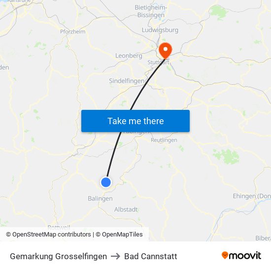 Gemarkung Grosselfingen to Bad Cannstatt map