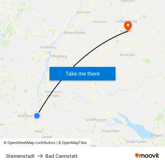 Steinenstadt to Bad Cannstatt map