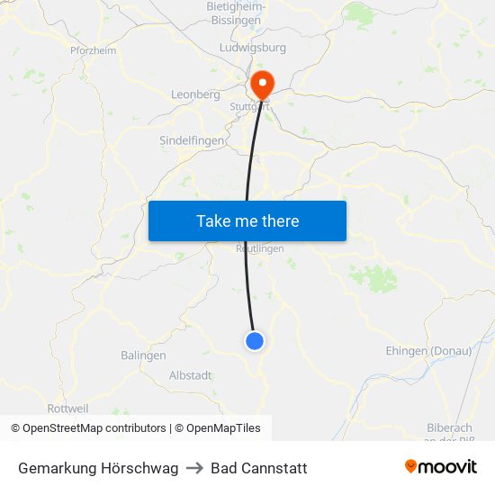 Gemarkung Hörschwag to Bad Cannstatt map
