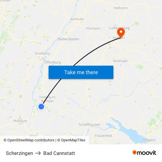 Scherzingen to Bad Cannstatt map