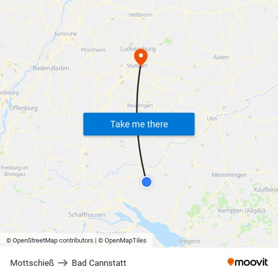 Mottschieß to Bad Cannstatt map