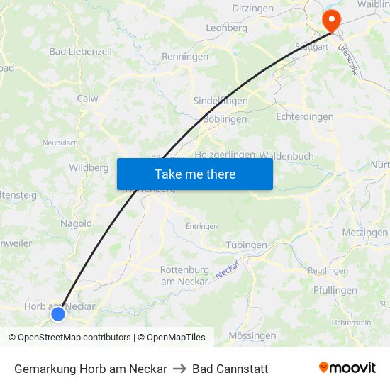 Gemarkung Horb am Neckar to Bad Cannstatt map