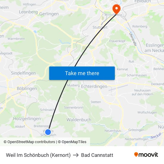 Weil Im Schönbuch (Kernort) to Bad Cannstatt map