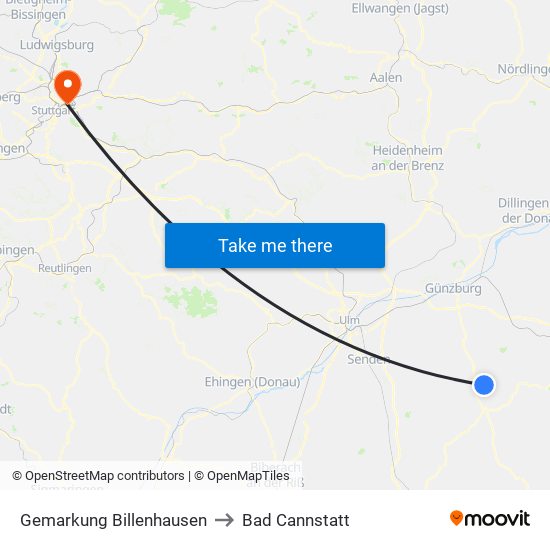 Gemarkung Billenhausen to Bad Cannstatt map