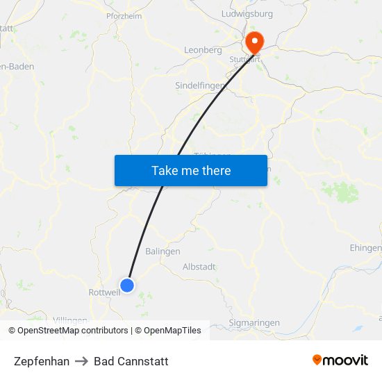 Zepfenhan to Bad Cannstatt map