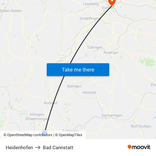 Heidenhofen to Bad Cannstatt map