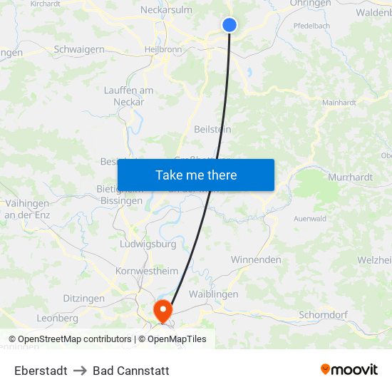 Eberstadt to Bad Cannstatt map