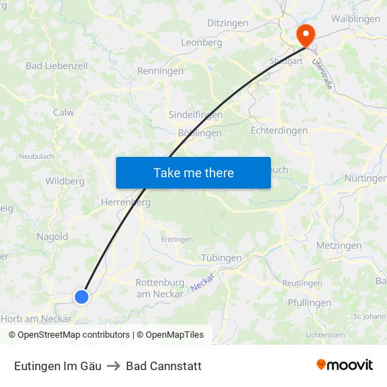 Eutingen Im Gäu to Bad Cannstatt map