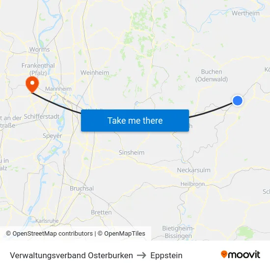 Verwaltungsverband Osterburken to Eppstein map