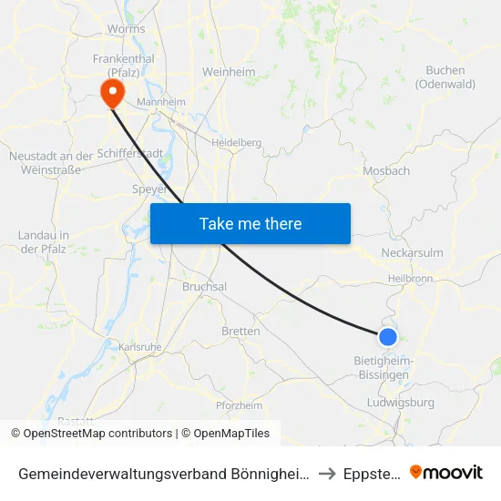 Gemeindeverwaltungsverband Bönnigheim to Eppstein map