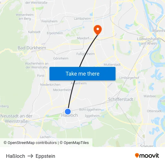 Haßloch to Eppstein map