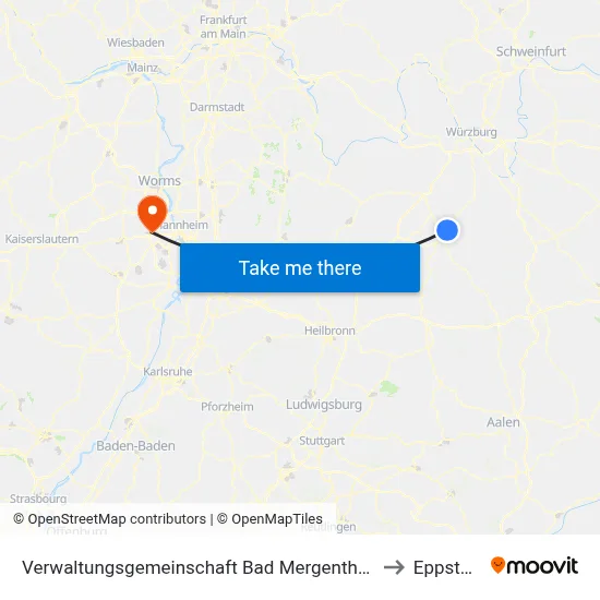 Verwaltungsgemeinschaft Bad Mergentheim to Eppstein map