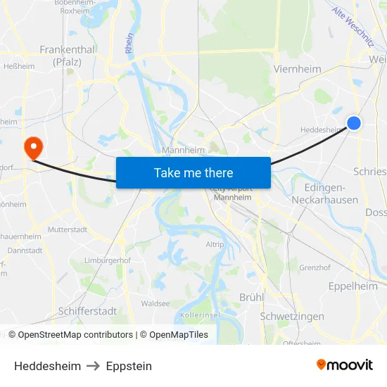 Heddesheim to Eppstein map
