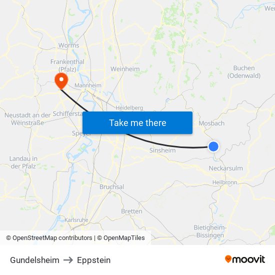 Gundelsheim to Eppstein map