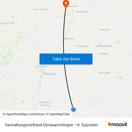 Verwaltungsverband Donaueschingen to Eppstein map