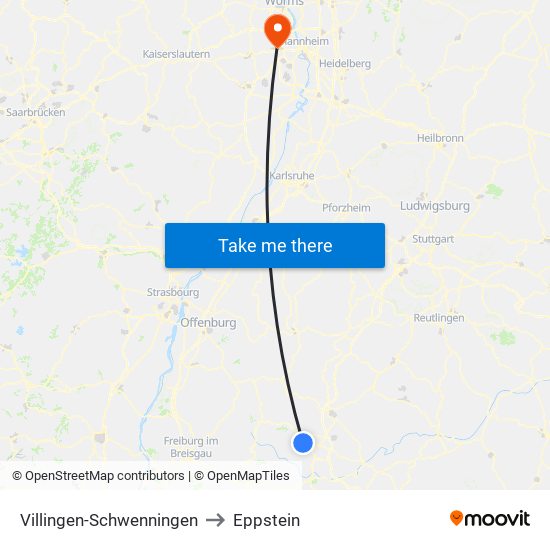 Villingen-Schwenningen to Eppstein map