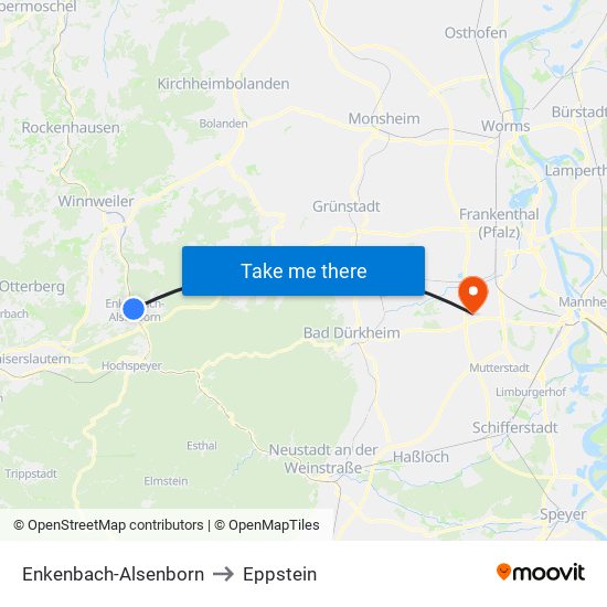 Enkenbach-Alsenborn to Eppstein map