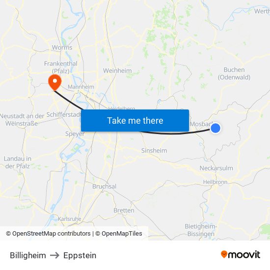 Billigheim to Eppstein map
