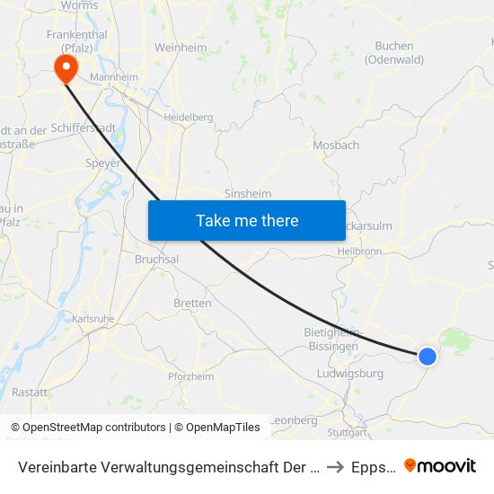 Vereinbarte Verwaltungsgemeinschaft Der Stadt Backnang to Eppstein map