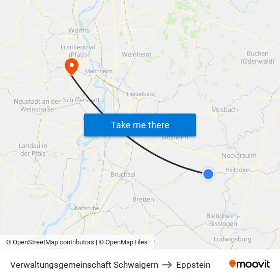 Verwaltungsgemeinschaft Schwaigern to Eppstein map