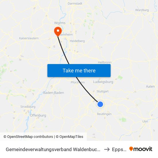 Gemeindeverwaltungsverband Waldenbuch/Steinenbronn to Eppstein map