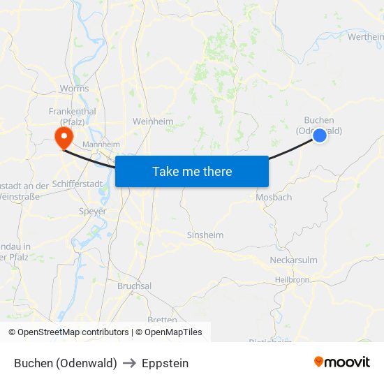 Buchen (Odenwald) to Eppstein map
