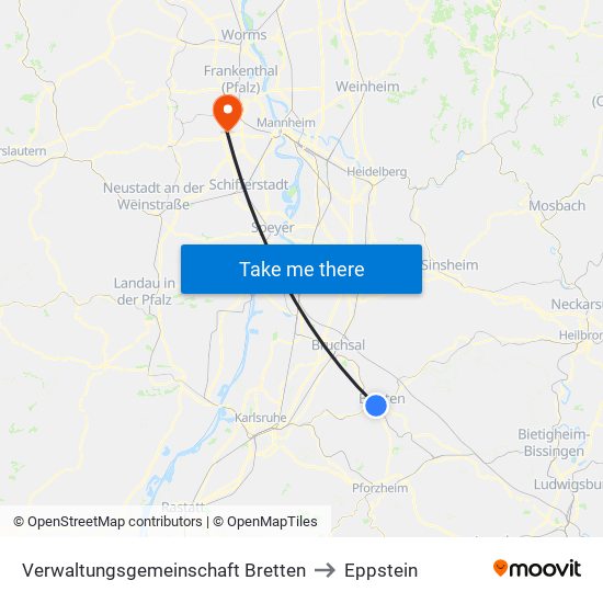 Verwaltungsgemeinschaft Bretten to Eppstein map