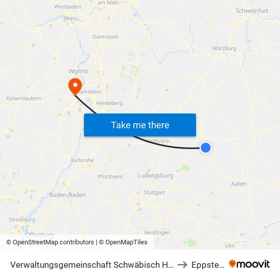 Verwaltungsgemeinschaft Schwäbisch Hall to Eppstein map