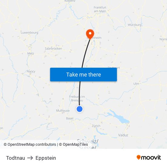 Todtnau to Eppstein map