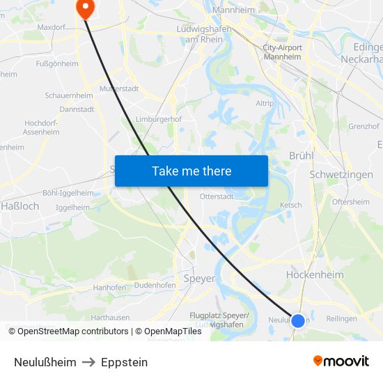 Neulußheim to Eppstein map