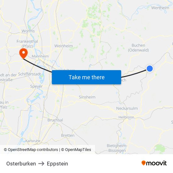 Osterburken to Eppstein map