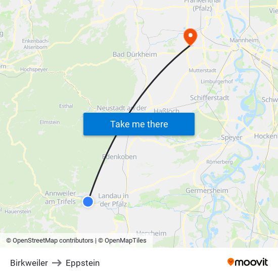 Birkweiler to Eppstein map