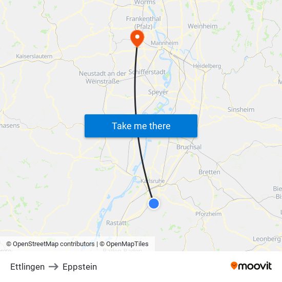 Ettlingen to Eppstein map