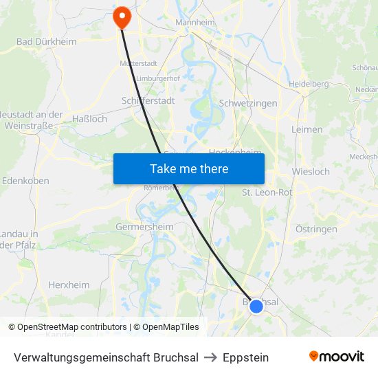 Verwaltungsgemeinschaft Bruchsal to Eppstein map