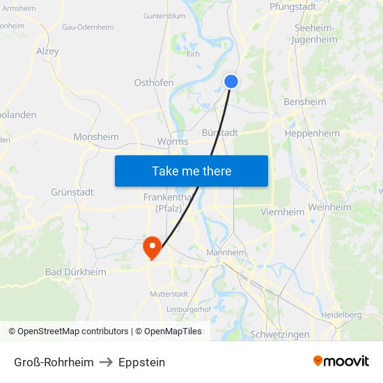 Groß-Rohrheim to Eppstein map